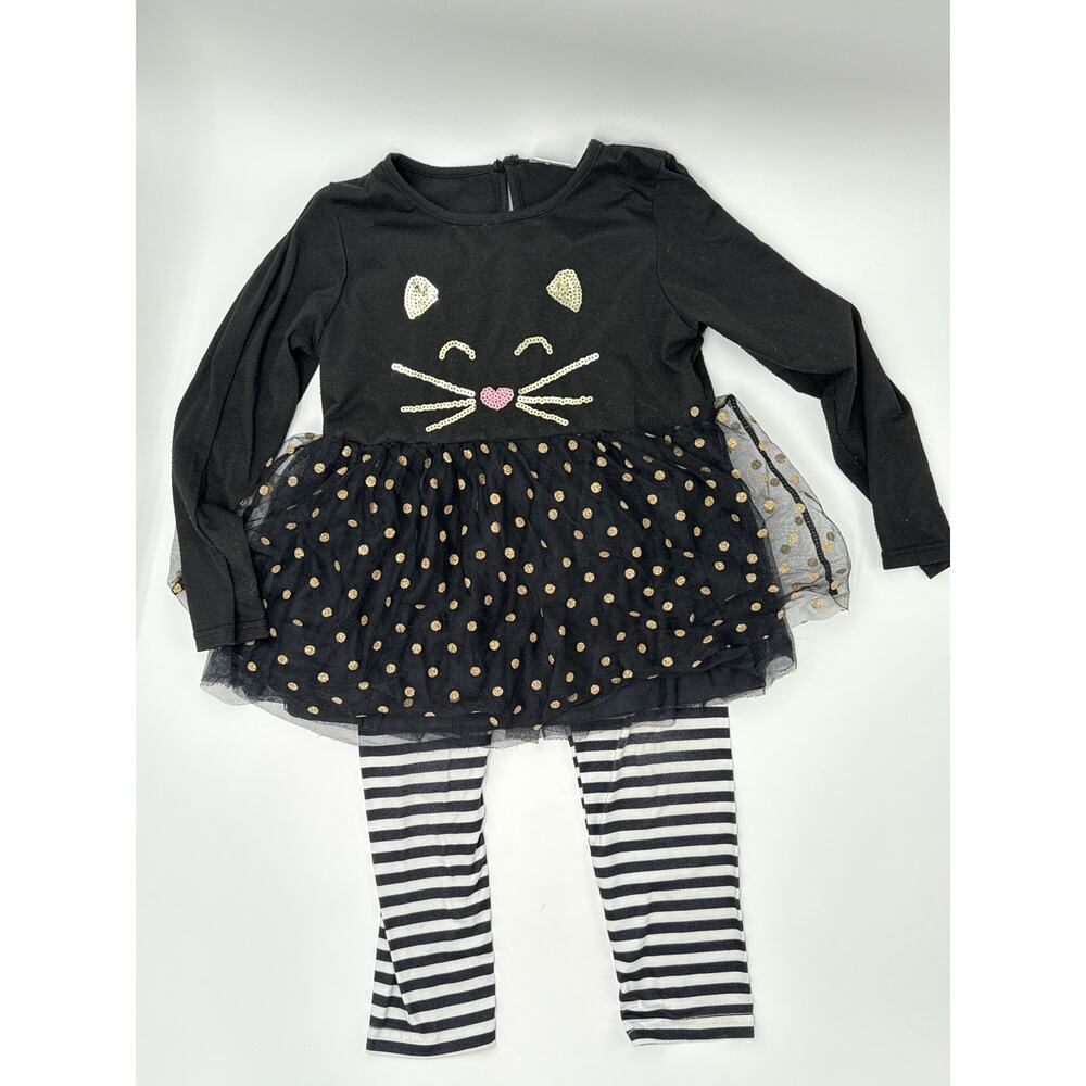 Sparkle in Pink Black Cat Outfit | Girls XL | Stretch Waist 17” | 2-Piece Set